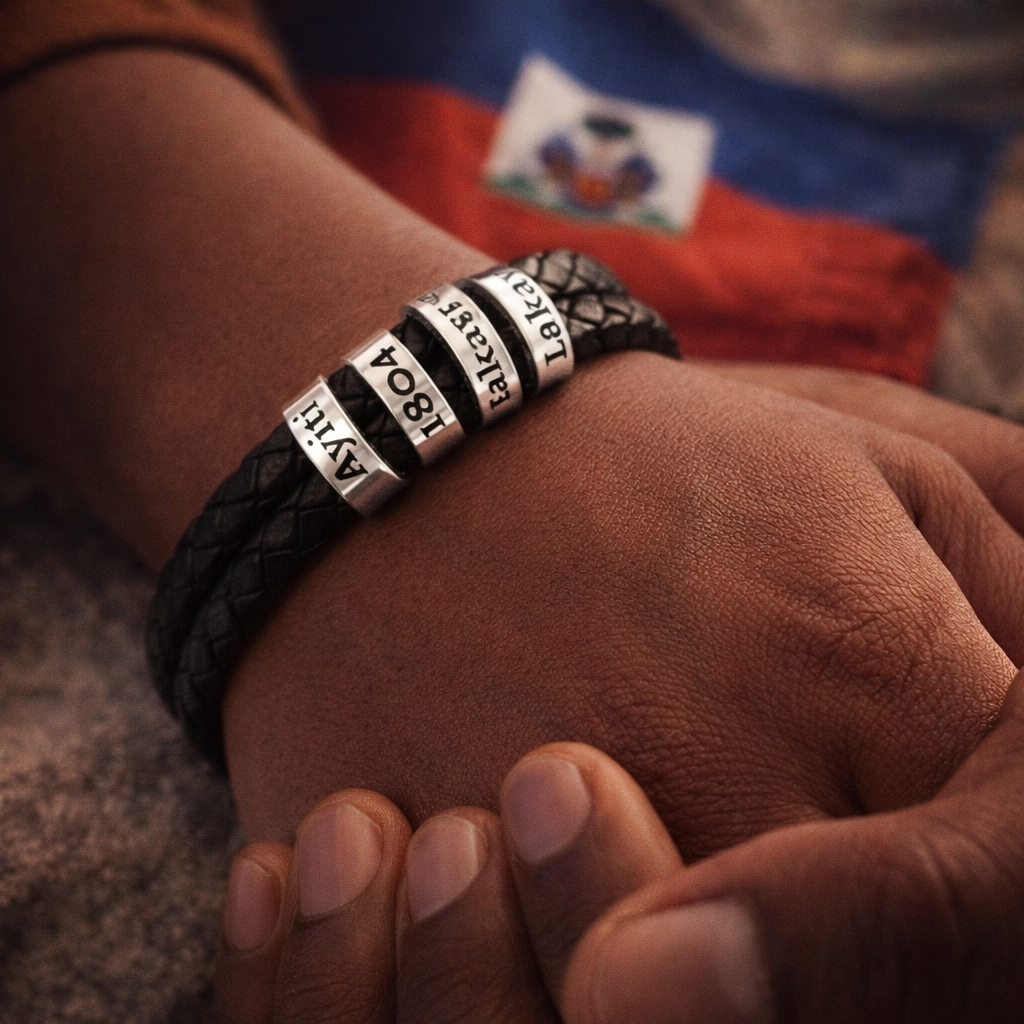"Lakay" Custom Engraved Braided Leather Bracelet