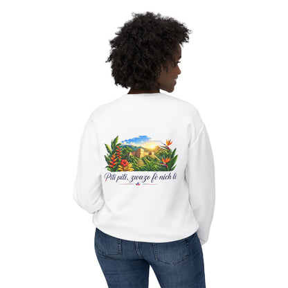 Haiti Heritage Crewneck — "Piti Piti Zwazo Fè Nich Li" Citadel Edition