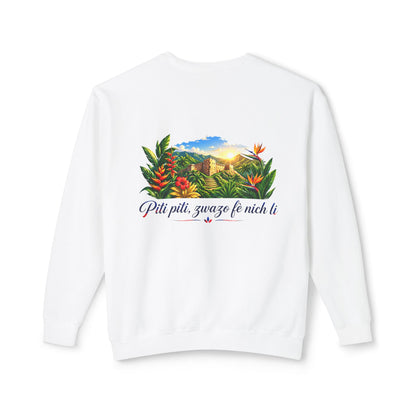 Haiti Heritage Crewneck — "Piti Piti Zwazo Fè Nich Li" Citadel Edition