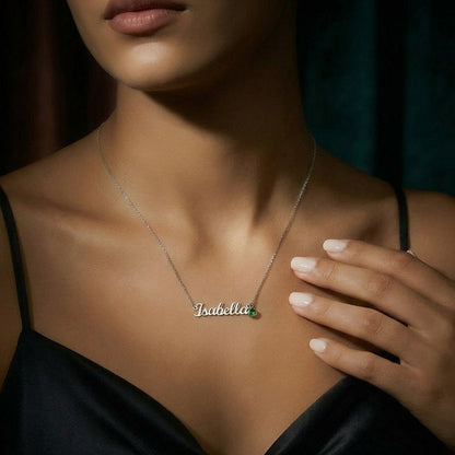 Personalized Birthstone Name Necklace – Family Edition