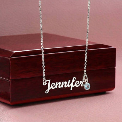 Personalized Birthstone Name Necklace – Family Edition
