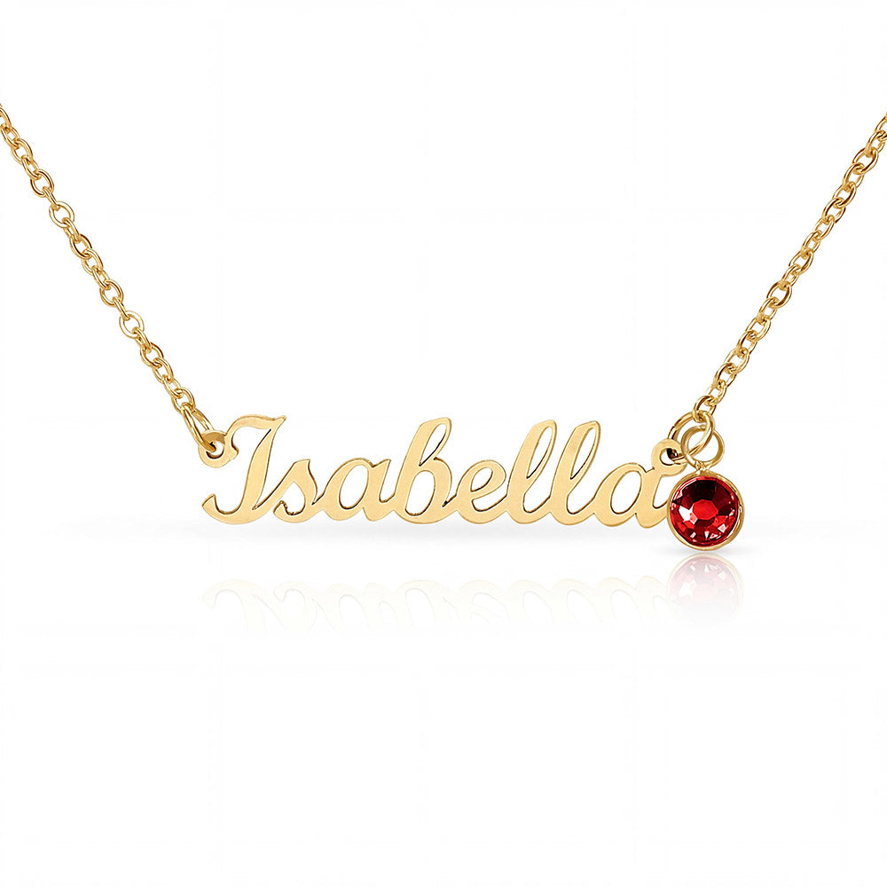 Personalized Birthstone Name Necklace – Family Edition