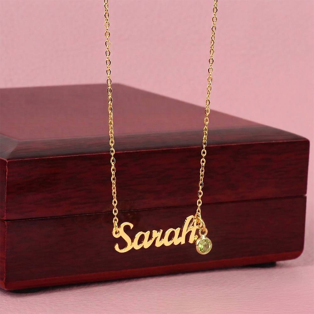 Personalized Birthstone Name Necklace – Family Edition