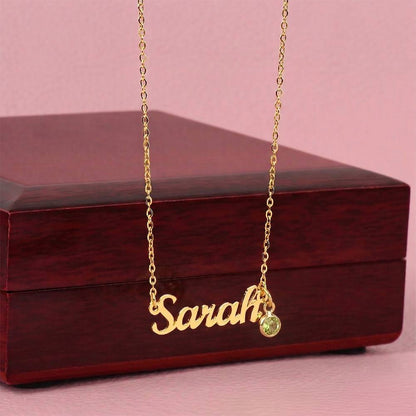 Personalized Birthstone Name Necklace – Family Edition
