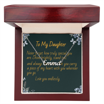 To My Daughter - Eternal Love Necklace with Custom Message Card