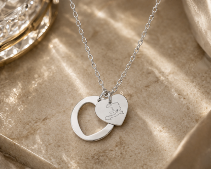 Héritage" Custom Heart Map Necklace