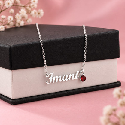 Personalized Birthstone Name Necklace – Family Edition