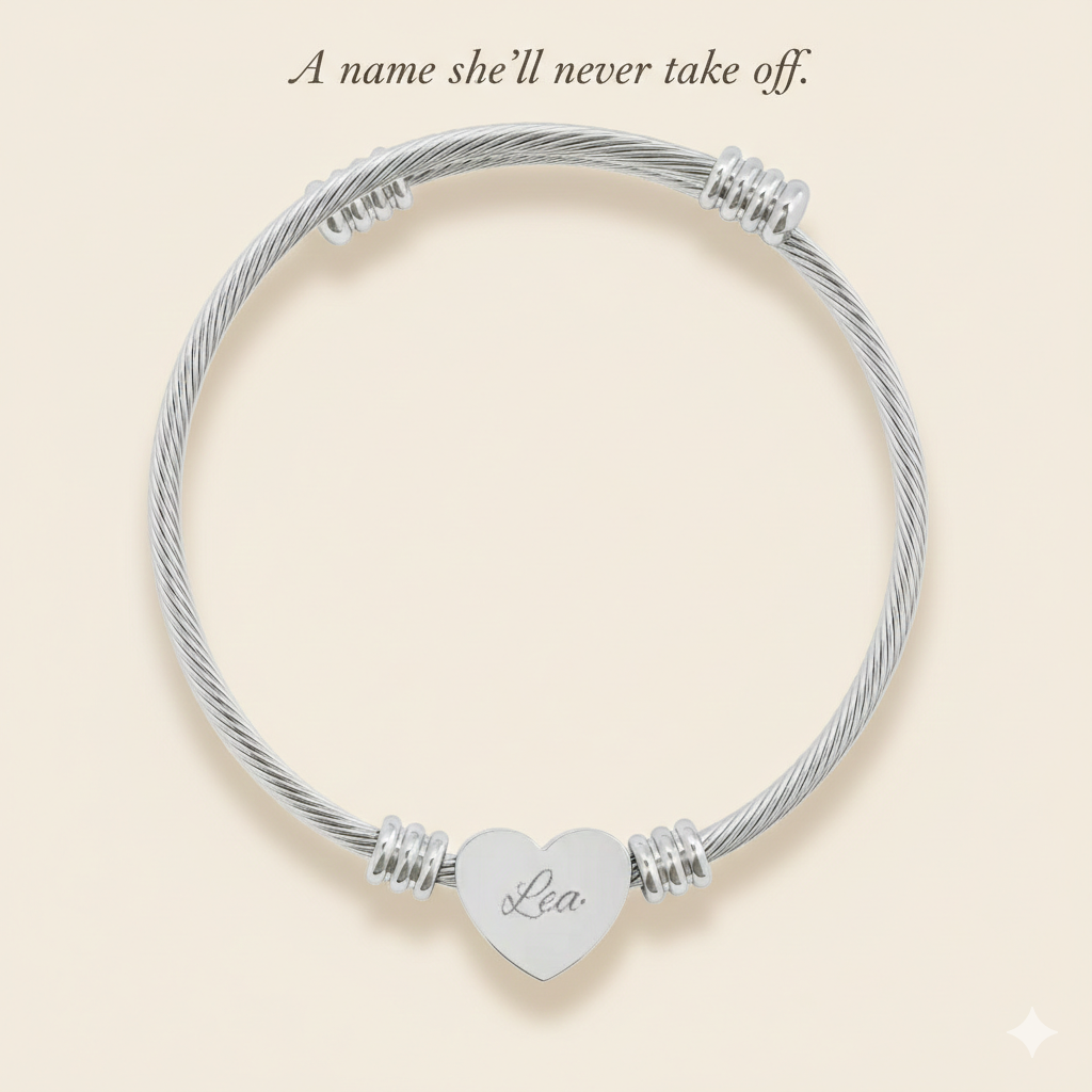 Ramleta Personalized Heart Name Bracelet - Custom Engraved Jewelry Gift