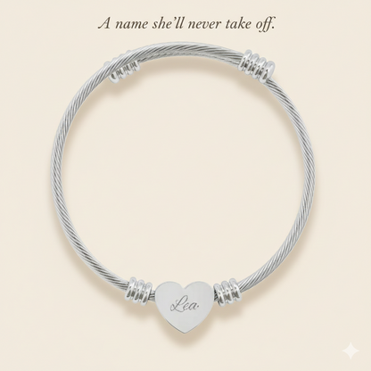 Ramleta Personalized Heart Name Bracelet - Custom Engraved Jewelry Gift